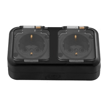 Розетка Svet накладная черная с крышкой (EV 0366-6621)