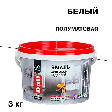 Эмаль для окон и дверей акриловая Dali белая полуматовая 3 кг