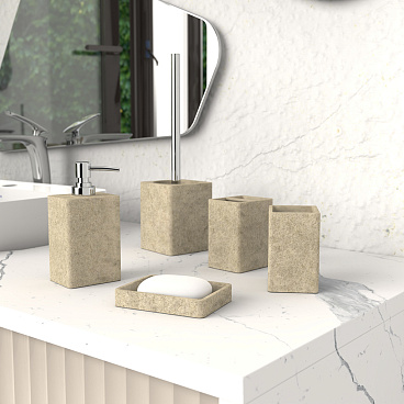 Дозатор для мыла Fora Stone Natural настольный полирезин бежевый (For-STN021NAT)