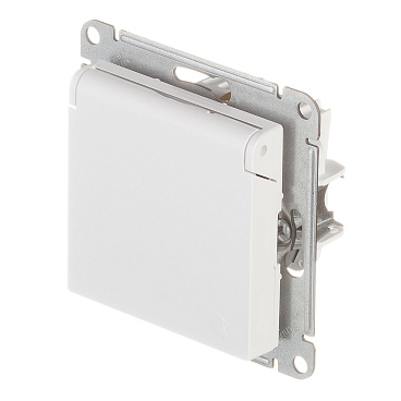 Розетка Systeme Electric AtlasDesign встраиваемая белая со шторками с крышкой (ATN000146)