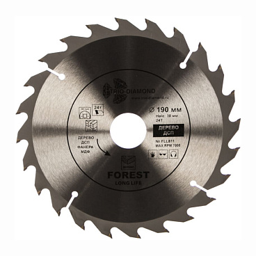 Диск пильный по дереву Trio-Diamond 190х30х1,6 мм 24 зуба (FLL811)