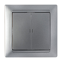 Выключатель Svet Стиль двухклавишный встраиваемый серебро с подсветкой (EV 0365-9128)