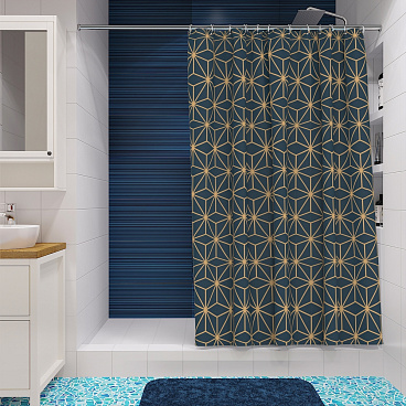 Штора для ванны Fora Мариголд 1800х1800 мм полиэстер синяя (FOR-OL11)
