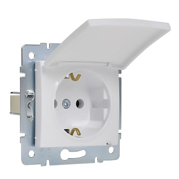 Розетка Lezard Karina встраиваемая белая с крышкой (707-0288-123B)