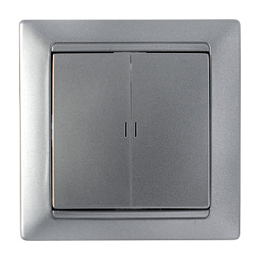 Выключатель Svet Стиль двухклавишный встраиваемый серебро с подсветкой (EV 0365-9128)