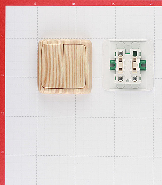 Выключатель Hegel Alfa двухклавишный накладной сосна (ВА10-153-02)