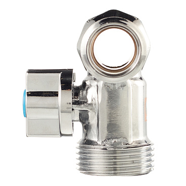 Кран шаровой латунный Valtec 1/2 ВР(г) х 3/4 НР(ш) х 1/2 НР(ш) к бытовой технике проходной бабочка трехходовой (VT.256.N.04)