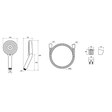 Душевой комплект Ravak с лейкой с держателем хром (X07S006)