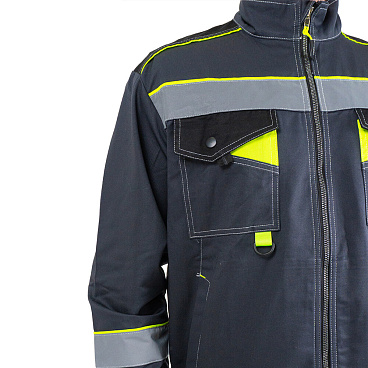 Костюм мужской рабочий Joker Корвет Коттон КБ 1 60-62 рост 170-176 см темно-серый/лимон