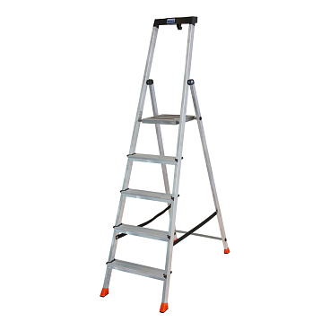 Стремянка алюминиевая 5 ступеней 80 мм с лотком-органайзером 1,05 м Krause Safety