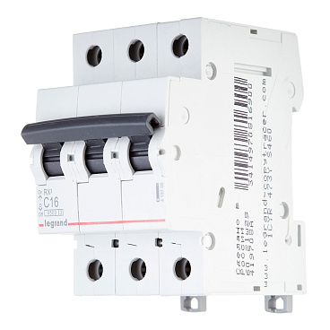 Автоматический выключатель модульный Legrand RX3 3P 16А тип C 4,5 кА 400 В (419708)