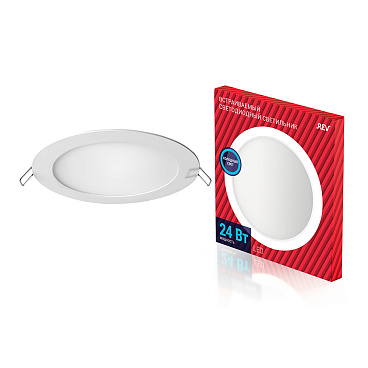 Светильник встраиваемый светодиодный белый 24 Вт 6500К IP20 Rev ДВО (28943 2)
