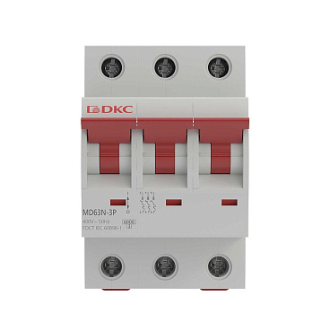 Автоматический выключатель модульный DKC Yon Max MD63N 3P 16А тип C 6 кА 400 В (MD63N-3PC16)