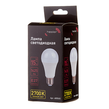 Лампа светодиодная Hesler E27 2700К 15 Вт 1425 Лм 230 В груша А60 матовая