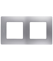 Рамка Legrand Etika двухместная алюминий (672552)