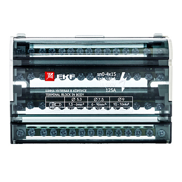 Шина нулевая EKF PROxima 4х15 отверстий в корпусе (sn0-4х15)
