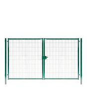 Ворота распашные с панелью 3D Medium и столбами 3,5х2,03 м зеленые RAL 6005