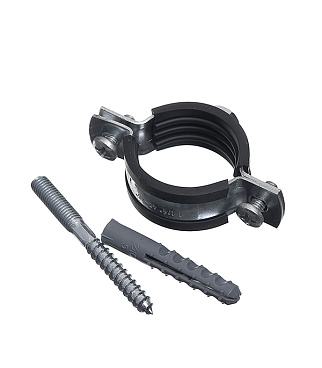 Хомут сантехнический 1 1/4" 42-45 мм оцинкованная сталь со шпилькой и дюбелем