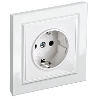 Розетка IEK Brite встраиваемая белая с заземлением со шторками (BR-R14-16-K01-F)