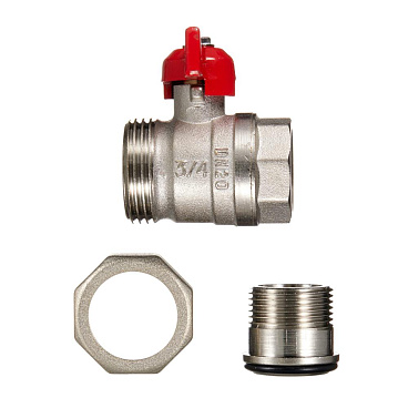 Кран шаровой латунный Valtec 1/2 ВР(г) х 1/2 ВР(ш) полнопроходной бабочка для подключения датчика температуры прямой (VT.128.N.04)