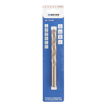Сверло по металлу спиральное Debever Machining Solutions 10,5х133 мм HSS-Co5 (DB-1151050)