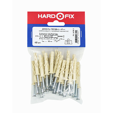 Дюбель-гвоздь Hard-Fix 6x40 мм потайная манжета нейлон (40 шт.)