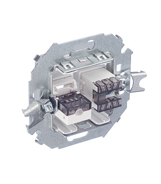 Розетка компьютерная/ телефонная Simon 15 встраиваемая алюминий RJ11/ RJ45 (1591590-033)