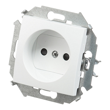 Розетка Simon 15 встраиваемая белая со шторками (1591444-030)