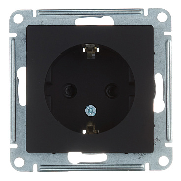 Розетка Systeme Electric AtlasDesign встраиваемая карбон со шторками (ATN001045)