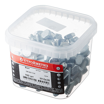 Болт оцинкованный M10x30 мм DIN 933 10,9 (100 шт.)