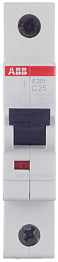 Автоматический выключатель модульный ABB S201 1P 25А тип C 6 кА 220 В (2CDS251001R0254)