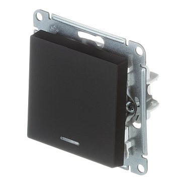 Переключатель Systeme Electric AtlasDesign одноклавишный встраиваемый карбон с подсветкой (ATN001063)