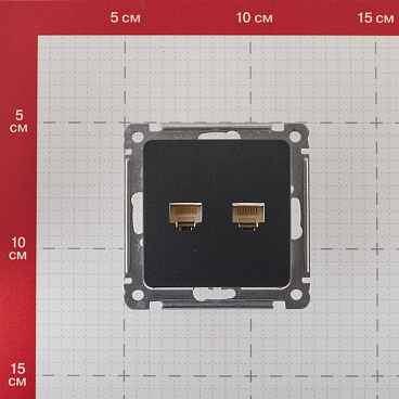 Розетка компьютерная Hegel Master встраиваемая черная 2хRJ45 (РСКК-440-08)