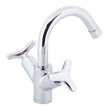 Смеситель для раковины Lemark Plus Spirit хром двухвентильный с поворотным изливом (LM1907C)