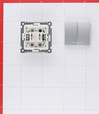 Выключатель Hegel Master двухклавишный встраиваемый серебро с подсветкой (ВС10-452-06)