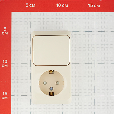 Блок выключатель и розетка Systeme Electric Этюд одноклавишный накладной кремовый (BPA16-201K)
