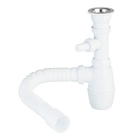 Сифон для раковины и мойки Wirquin Pro 1 1/2х40 мм с выпуском d70 мм с отводом с соединением 40/50 мм (30718030)