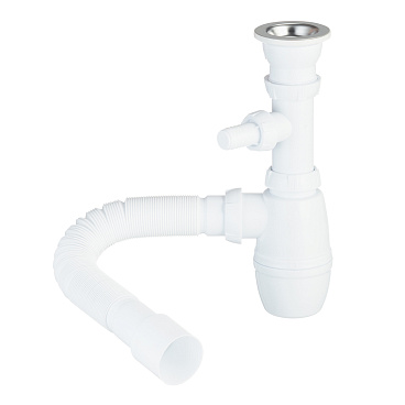 Сифон для раковины и мойки Wirquin Pro 1 1/2х40 мм с выпуском d70 мм с отводом с соединением 40/50 мм (30718030)