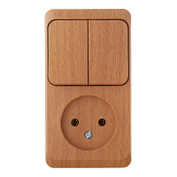 Блок выключатель и розетка Systeme Electric Этюд двухклавишный накладной бук (BPA16-205T)