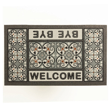 Коврик придверный противоскользящий Format Classic Орнамент 40х68 см влаговпитывающий серый