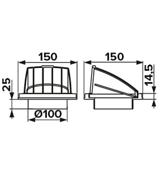 Выход вентиляционный настенный Era с обратным клапаном и с фланцем d100 мм пластиковый 150х150 мм
