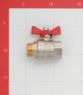 Кран шаровой латунный Valtec Base 3/4 ВР(г) х 3/4 НР(ш) бабочка прямой (VT.218.N.05)