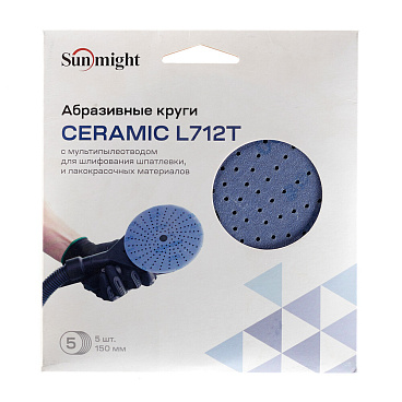 Диск шлифовальный Sunmight Ceramic d150 мм P320 на липучку пленочная основа (5 шт.)