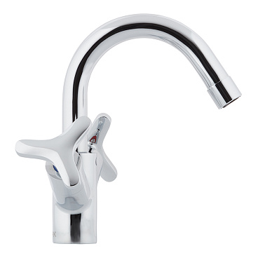 Смеситель для раковины Lemark Plus Spirit хром двухвентильный с поворотным изливом (LM1907C)