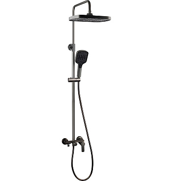 Душевая система Tokito Rain с верхним душем с лейкой с изливом сталь (TOK-RAI-1022GM)