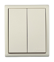 Выключатель Simon 15 Aqua двухклавишный накладной слоновая кость (1594398-031)