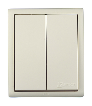 Выключатель Simon 15 Aqua двухклавишный накладной слоновая кость (1594398-031)