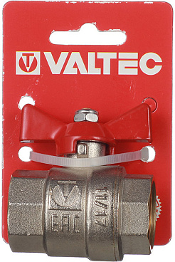 Кран шаровой латунный Valtec Base 3/4 ВР(г) х 3/4 ВР(г) бабочка прямой (VT.217.N.05)