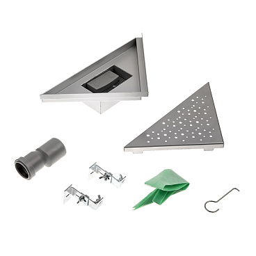 Трап душевой горизонтальный Ore Т2 с гидрозатвором 250х250х355 мм d40 мм решетка из нержавеющей стали