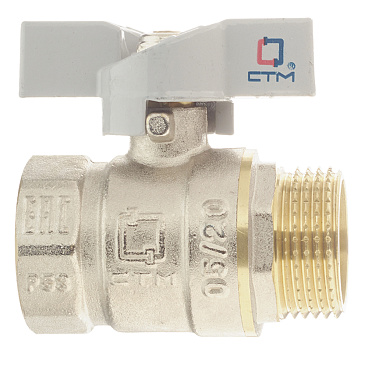 Кран шаровой латунный СТМ 1 ВР(г) х 1 НР(ш) бабочка прямой